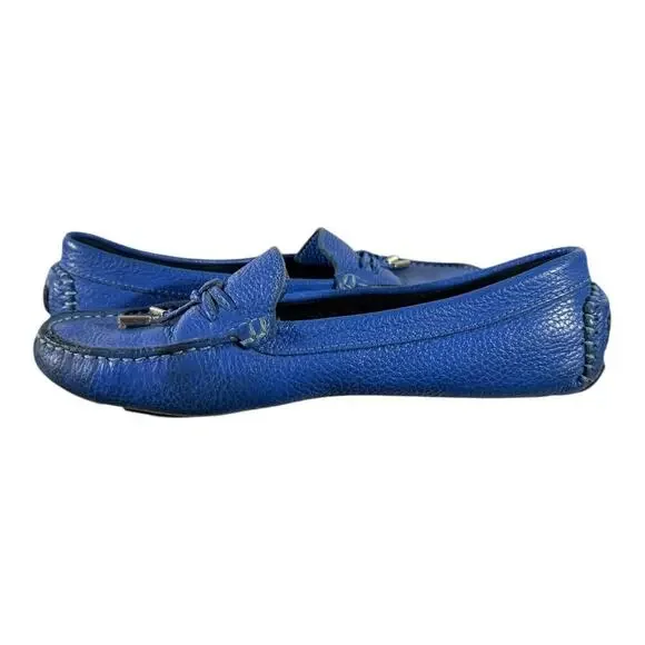 Saks Fifth Avenue Driving Moccasins Men’s Size 7.5 Blue EV-3102 Pebbled Leather - Picture 6 of 8